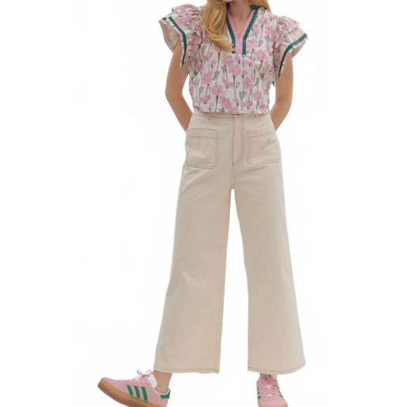 NEW ENTRO chelsea high-waist pant in ecru